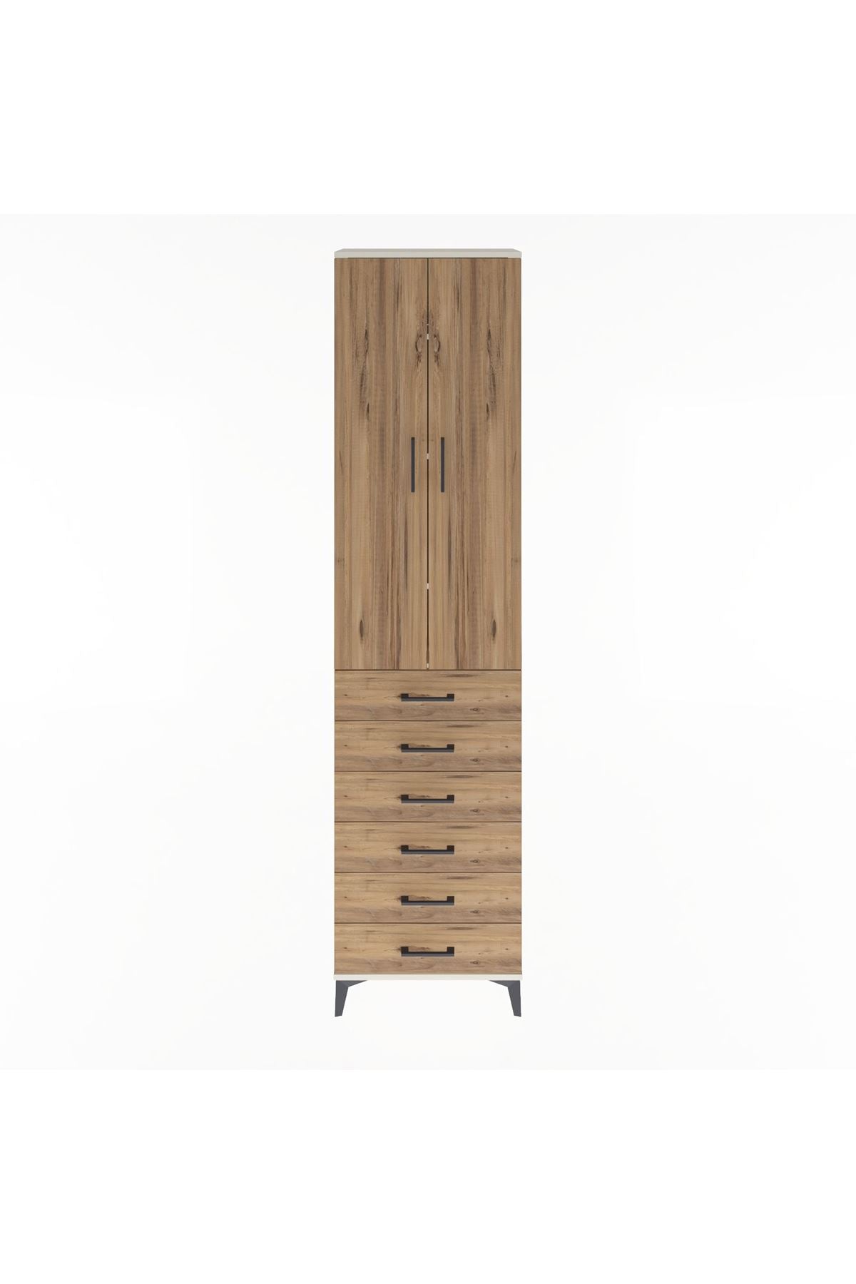 Arges Dolap 4 Raflı 6 Çekmeceli 2 Kapaklı 60x30x243 Aytaşı-Çam