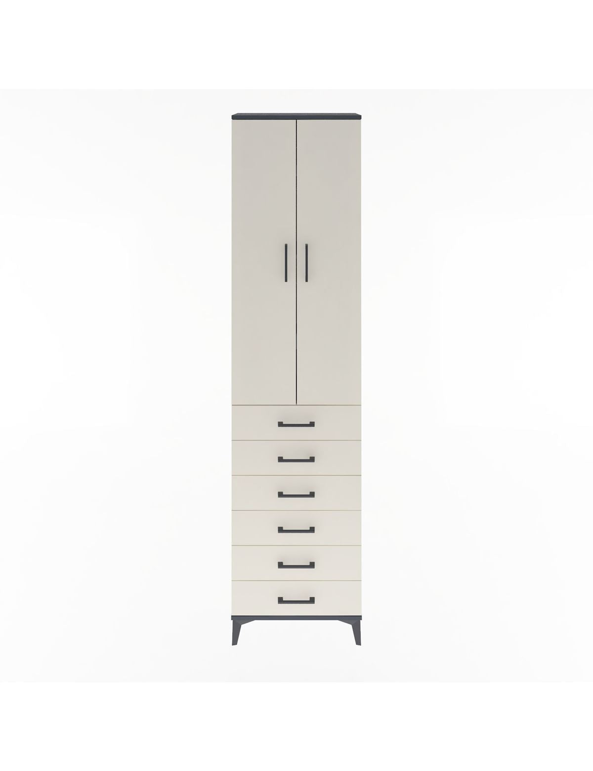 Arges Dolap 4 Raflı 6 Çekmeceli 2 Kapaklı 60x30x243 Antrasit-Aytaşı