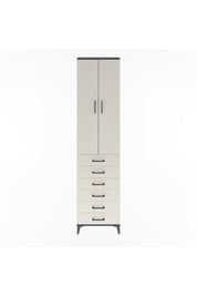 Arges Dolap 4 Raflı 6 Çekmeceli 2 Kapaklı 60x30x243 Antrasit-Aytaşı