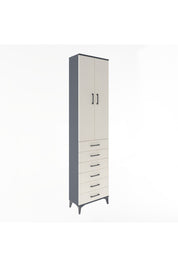 Arges Dolap 4 Raflı 6 Çekmeceli 2 Kapaklı 60x30x243 Antrasit-Aytaşı
