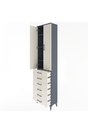 Arges Dolap 4 Raflı 6 Çekmeceli 2 Kapaklı 60x30x243 Antrasit-Aytaşı