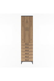 Arges Dolap 4 Raflı 6 Çekmeceli 2 Kapaklı 60x30x243 Antrasit-Çam