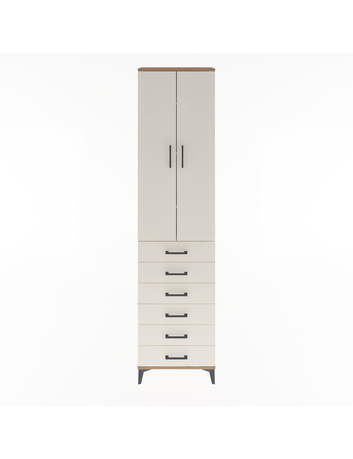 Arges Dolap 4 Raflı 6 Çekmeceli 2 Kapaklı 60x30x243 Çam-Aytaşı