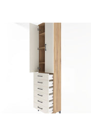 Arges Dolap 4 Raflı 6 Çekmeceli 2 Kapaklı 60x30x243 Çam-Aytaşı