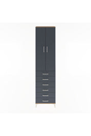 Arges Dolap 4 Raflı 6 Çekmeceli 2 Kapaklı 60x30x243 Çam-Antrasit