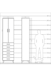 Arges Dolap 4 Raflı 6 Çekmeceli 2 Kapaklı 60x30x243 Çam-Antrasit