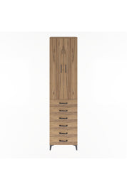 Arges Dolap 4 Raflı 6 Çekmeceli 2 Kapaklı 60x30x243 Çam-Çam