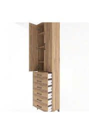 Arges Dolap 4 Raflı 6 Çekmeceli 2 Kapaklı 60x30x243 Çam-Çam