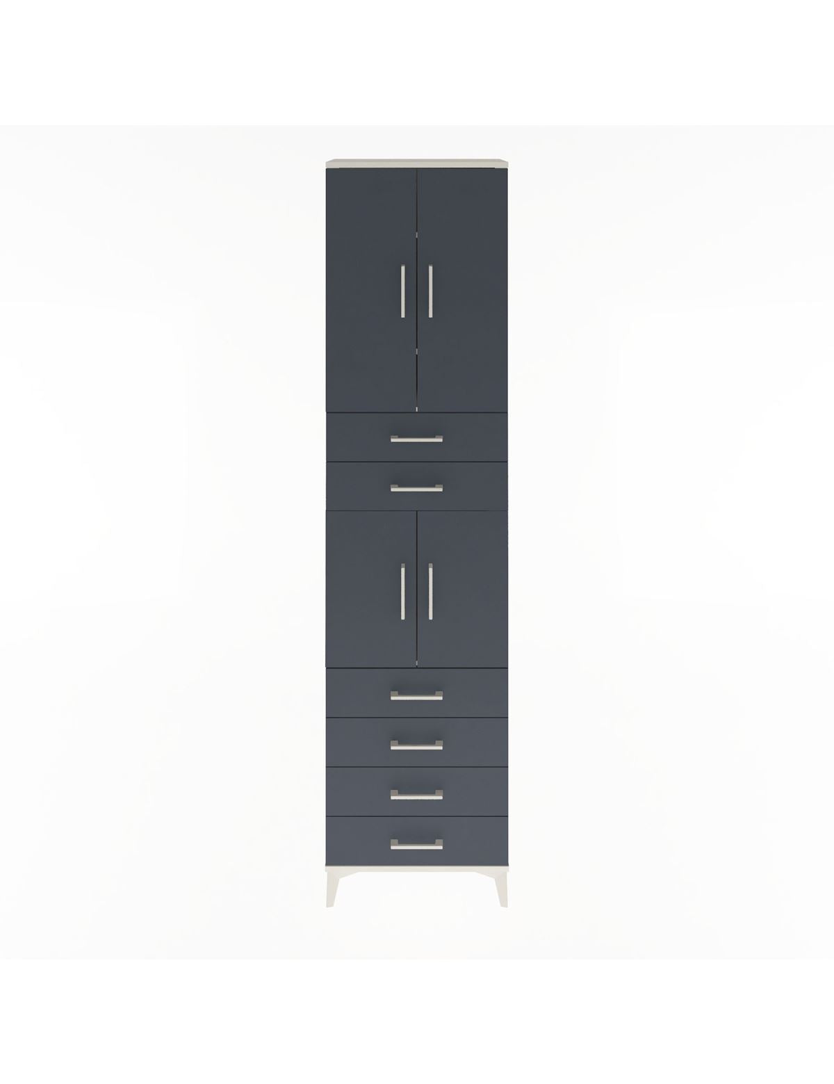 Arges Dolap 4 Raflı 6 Çekmeceli 4 Kapaklı 60x30x243 Aytaşı-Antrasit