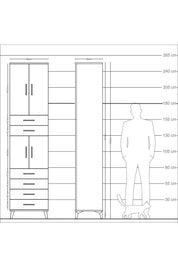 Arges Dolap 4 Raflı 6 Çekmeceli 4 Kapaklı 60x30x243 Aytaşı-Çam