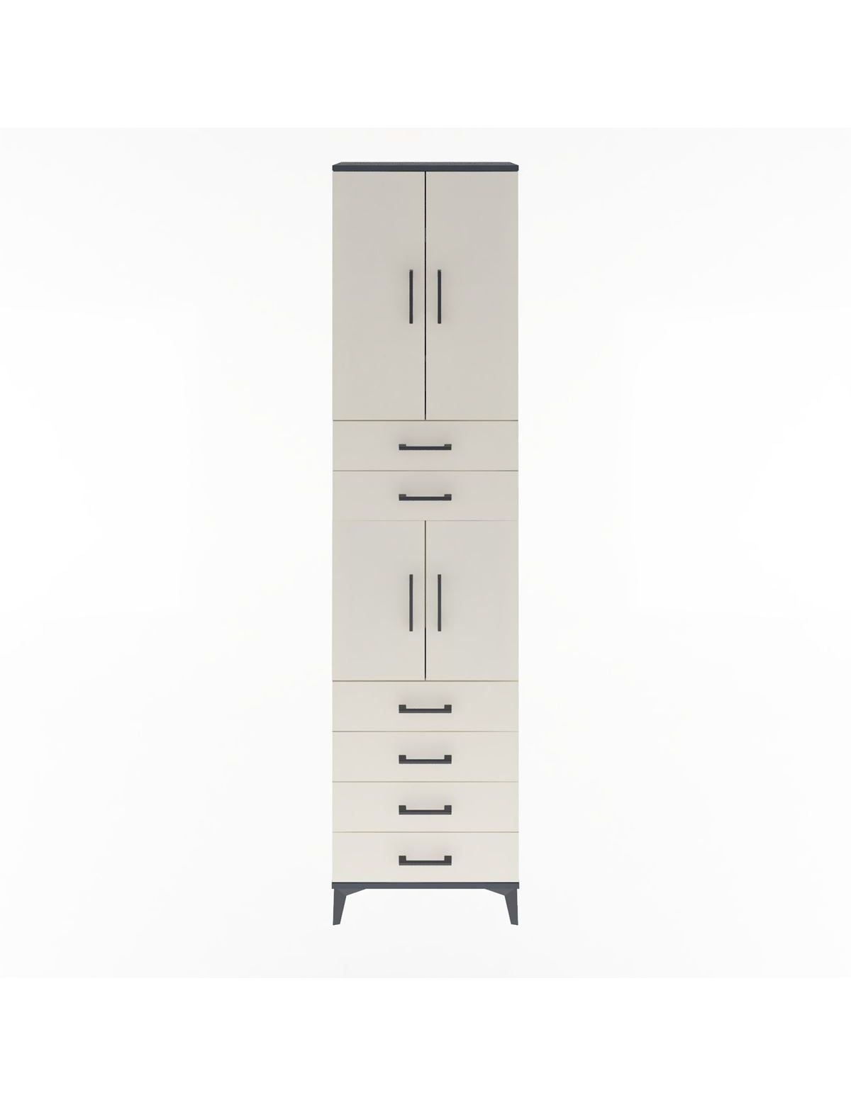 Arges Dolap 4 Raflı 6 Çekmeceli 4 Kapaklı 60x30x243 Antrasit-Aytaşı