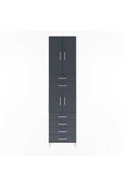 Arges Dolap 4 Raflı 6 Çekmeceli 4 Kapaklı 60x30x243 Antrasit-Antrasit
