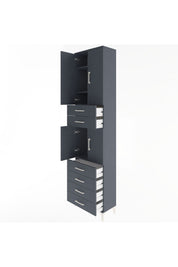 Arges Dolap 4 Raflı 6 Çekmeceli 4 Kapaklı 60x30x243 Antrasit-Antrasit