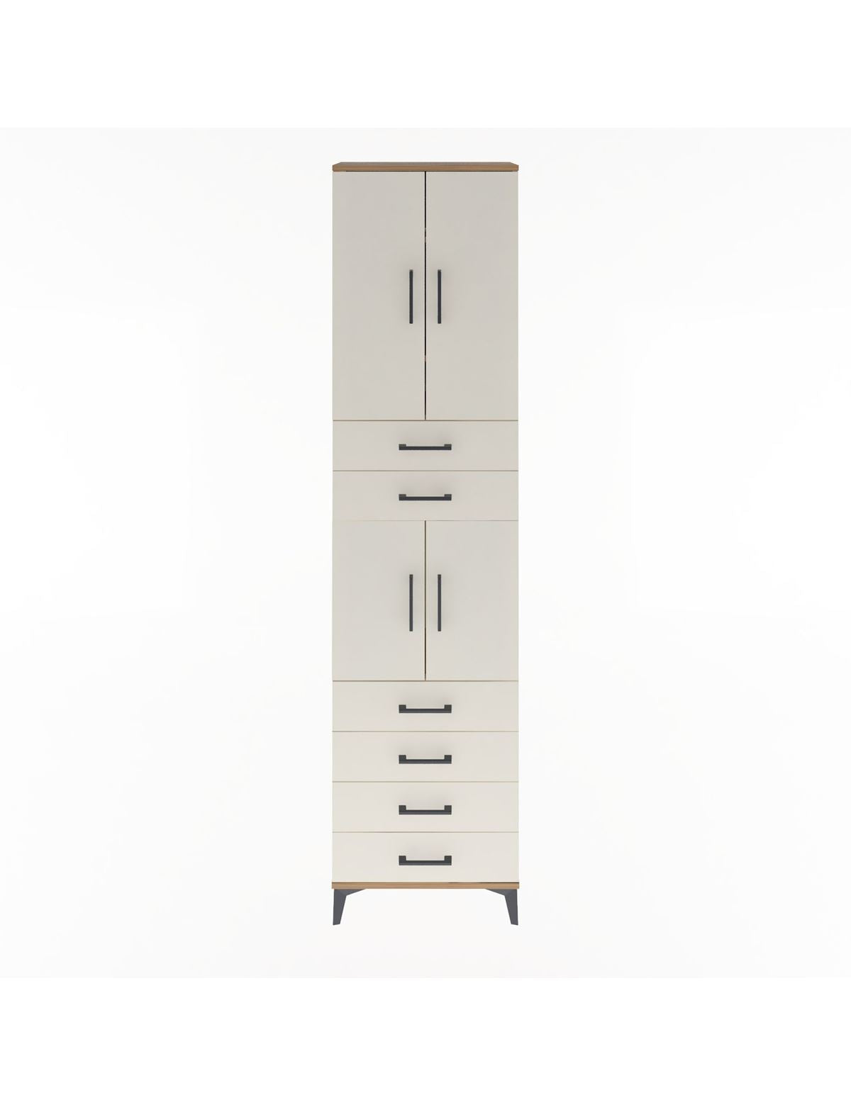 Arges Dolap 4 Raflı 6 Çekmeceli 4 Kapaklı 60x30x243 Çam-Aytaşı