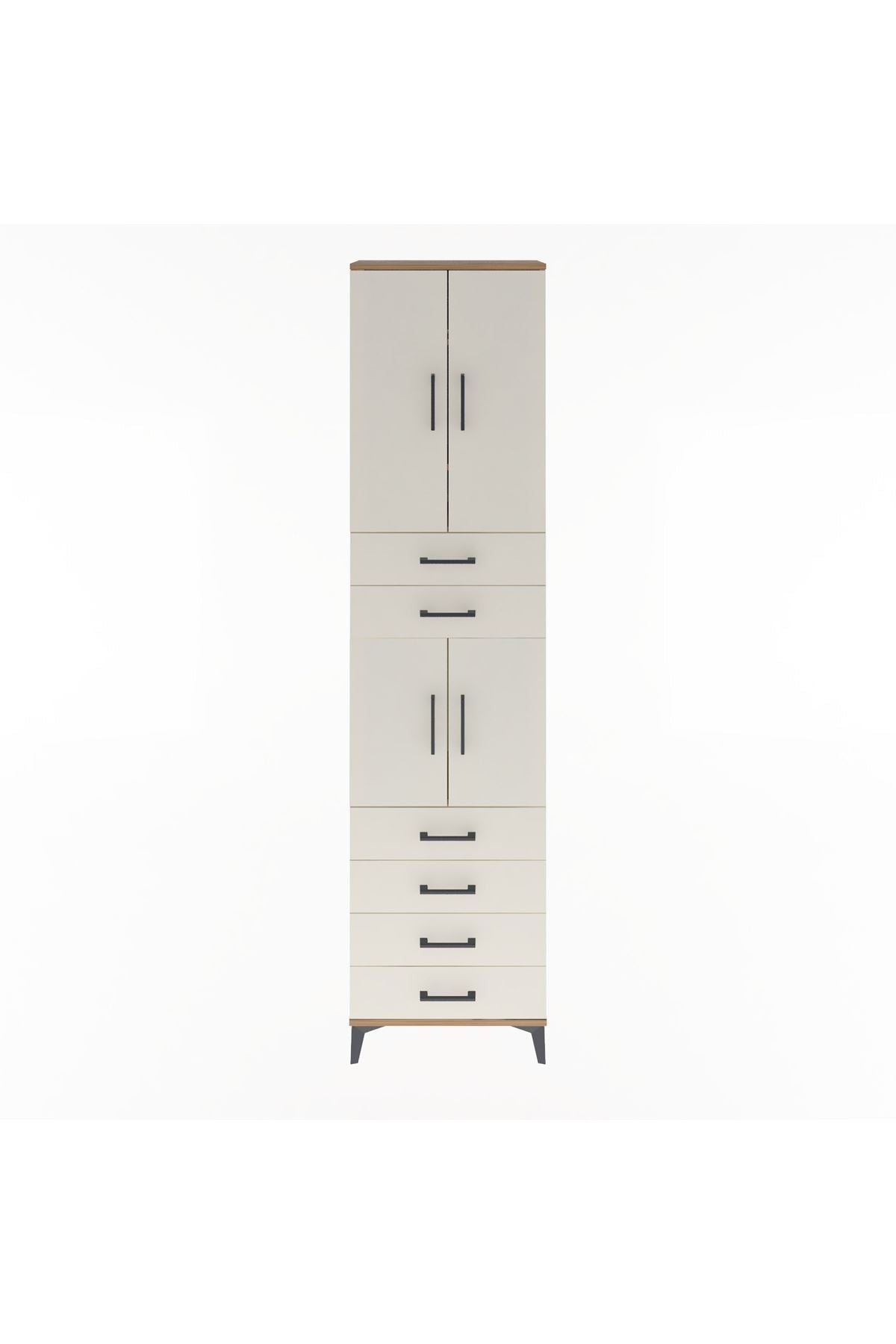 Arges Dolap 4 Raflı 6 Çekmeceli 4 Kapaklı 60x30x243 Çam-Aytaşı