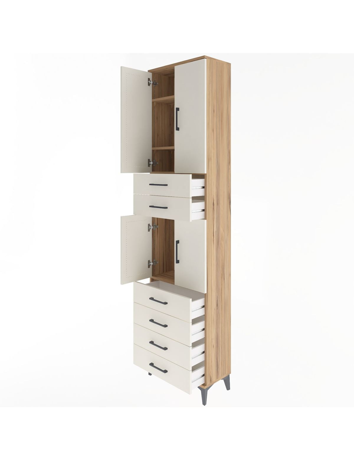 Arges Dolap 4 Raflı 6 Çekmeceli 4 Kapaklı 60x30x243 - S32M097V7A