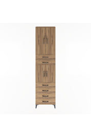 Arges Dolap 4 Raflı 6 Çekmeceli 4 Kapaklı 60x30x243 Çam-Çam