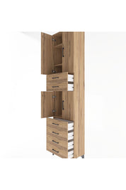 Arges Dolap 4 Raflı 6 Çekmeceli 4 Kapaklı 60x30x243 Çam-Çam