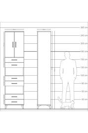 Arges Dolap 5 Raflı 6 Çekmeceli 2 Kapaklı 60x30x243 Aytaşı-Aytaşı