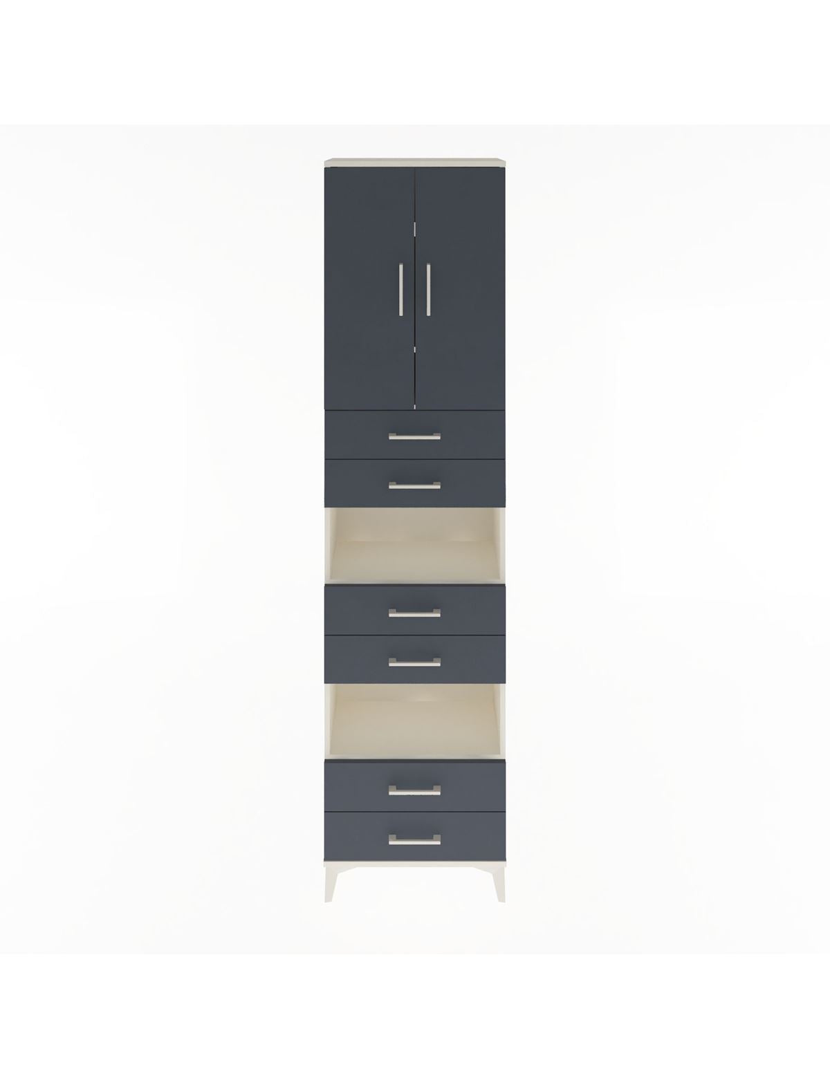 Arges Dolap 5 Raflı 6 Çekmeceli 2 Kapaklı 60x30x243 Aytaşı-Antrasit