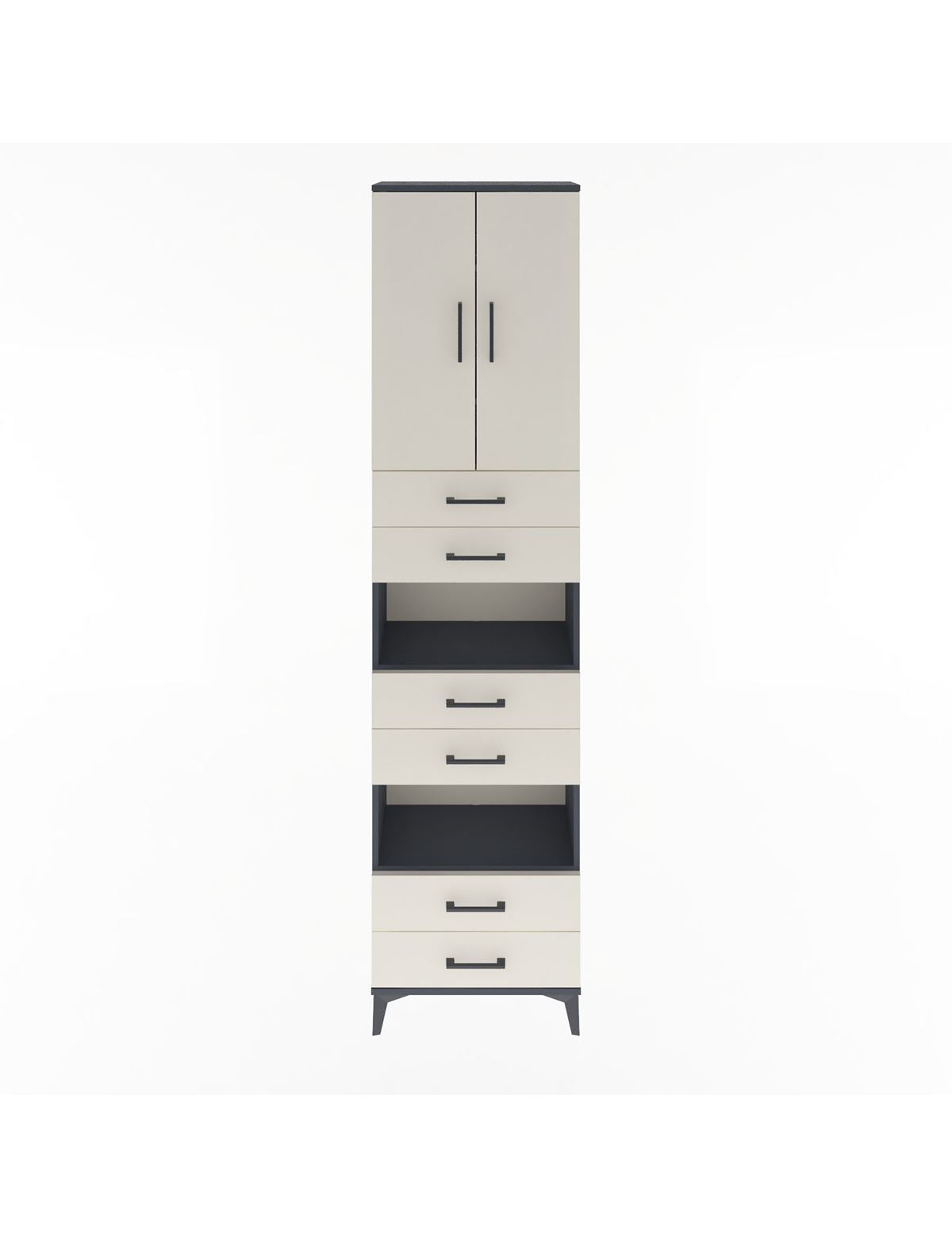 Arges Dolap 5 Raflı 6 Çekmeceli 2 Kapaklı 60x30x243 Antrasit-Aytaşı