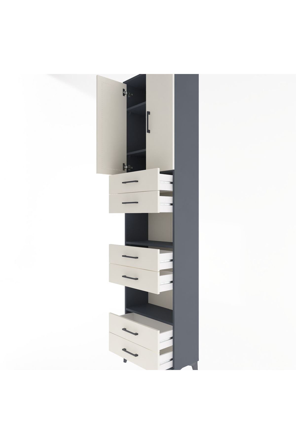 Arges Dolap 5 Raflı 6 Çekmeceli 2 Kapaklı 60x30x243 Antrasit-Aytaşı