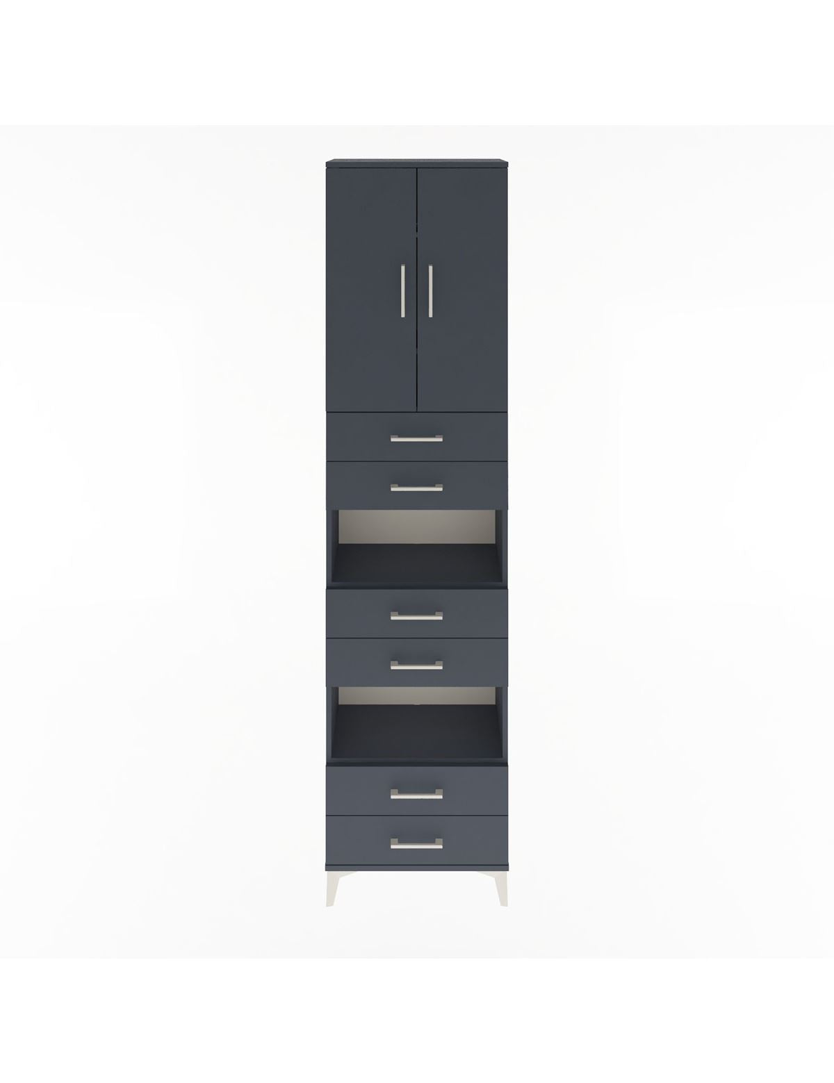 Arges Dolap 5 Raflı 6 Çekmeceli 2 Kapaklı 60x30x243 Antrasit-Antrasit