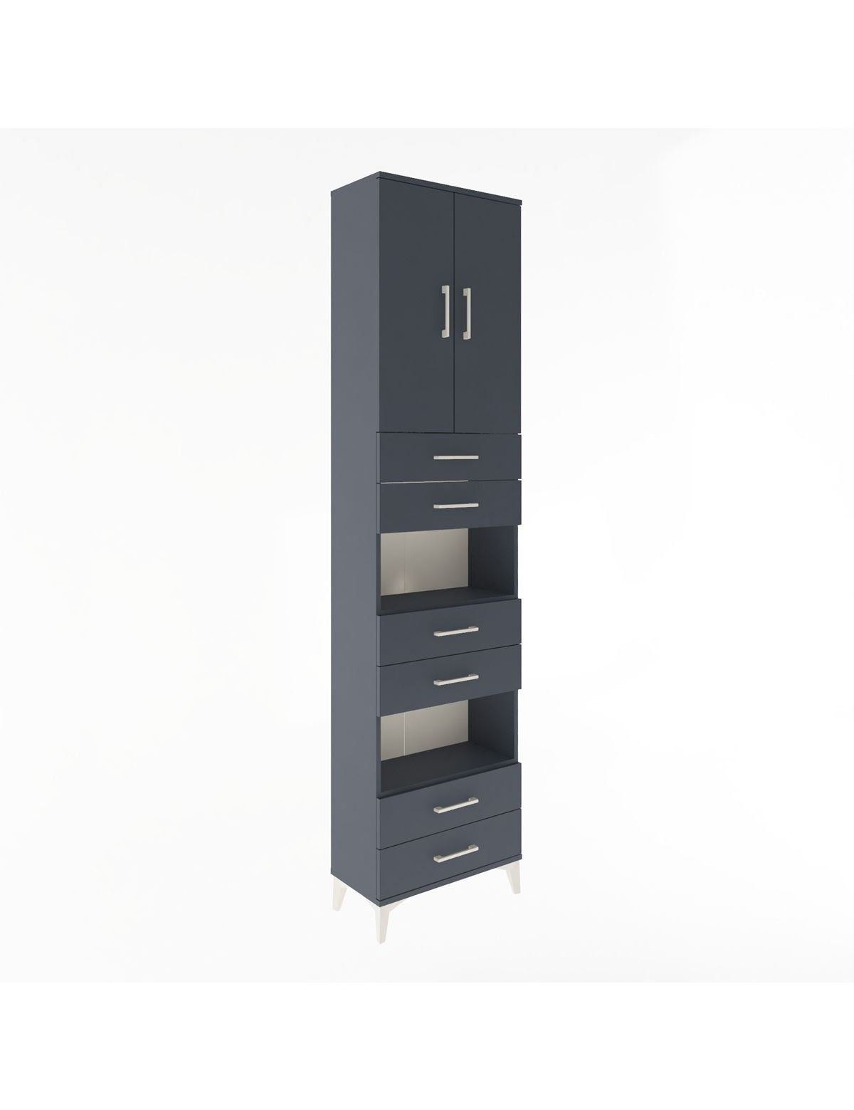 Arges Dolap 5 Raflı 6 Çekmeceli 2 Kapaklı 60x30x243 Antrasit-Antrasit