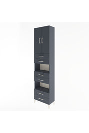 Arges Dolap 5 Raflı 6 Çekmeceli 2 Kapaklı 60x30x243 Antrasit-Antrasit