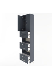 Arges Dolap 5 Raflı 6 Çekmeceli 2 Kapaklı 60x30x243 Antrasit-Antrasit
