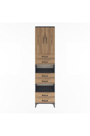 Arges Dolap 5 Raflı 6 Çekmeceli 2 Kapaklı 60x30x243 Antrasit-Çam