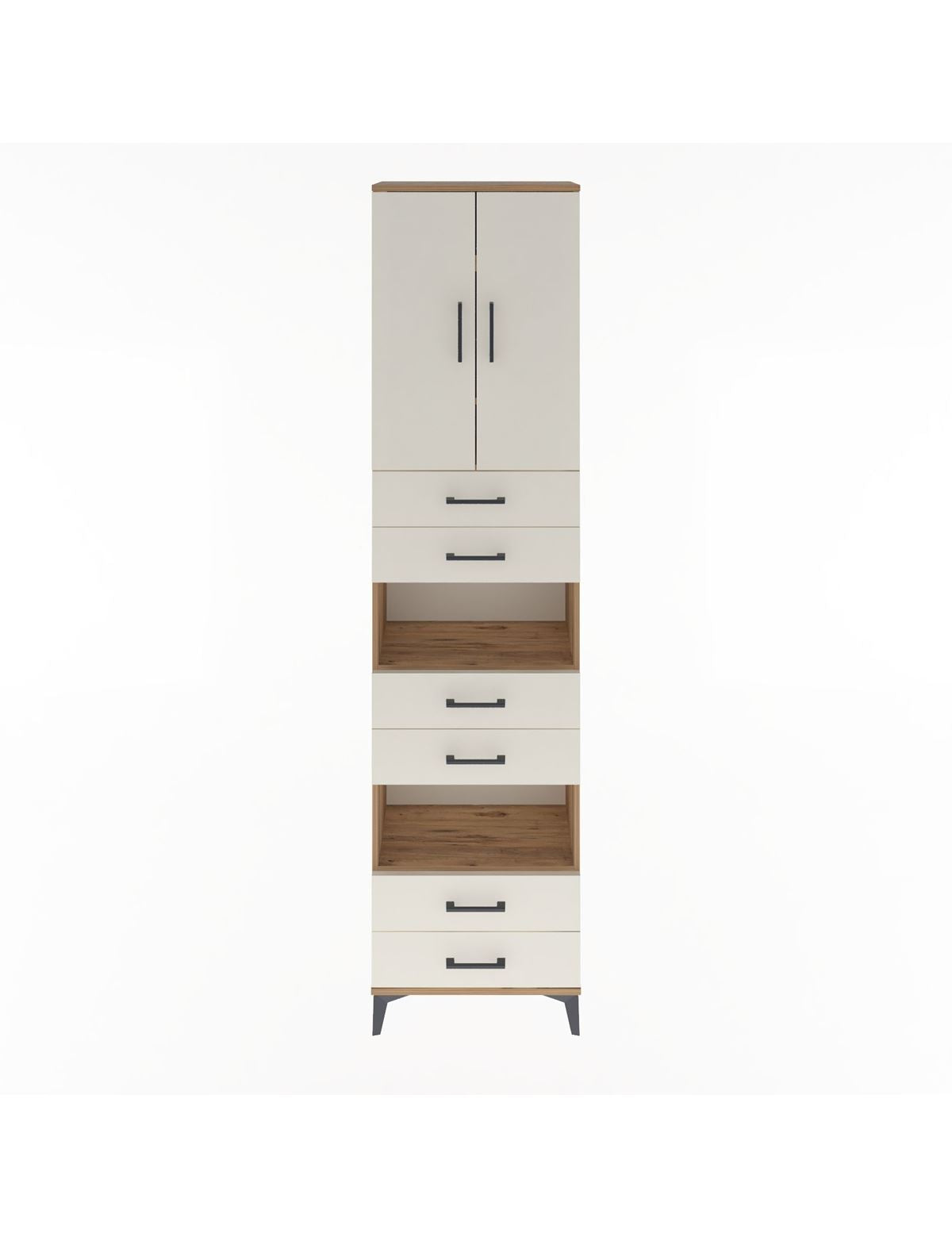 Arges Dolap 5 Raflı 6 Çekmeceli 2 Kapaklı 60x30x243 Çam-Aytaşı