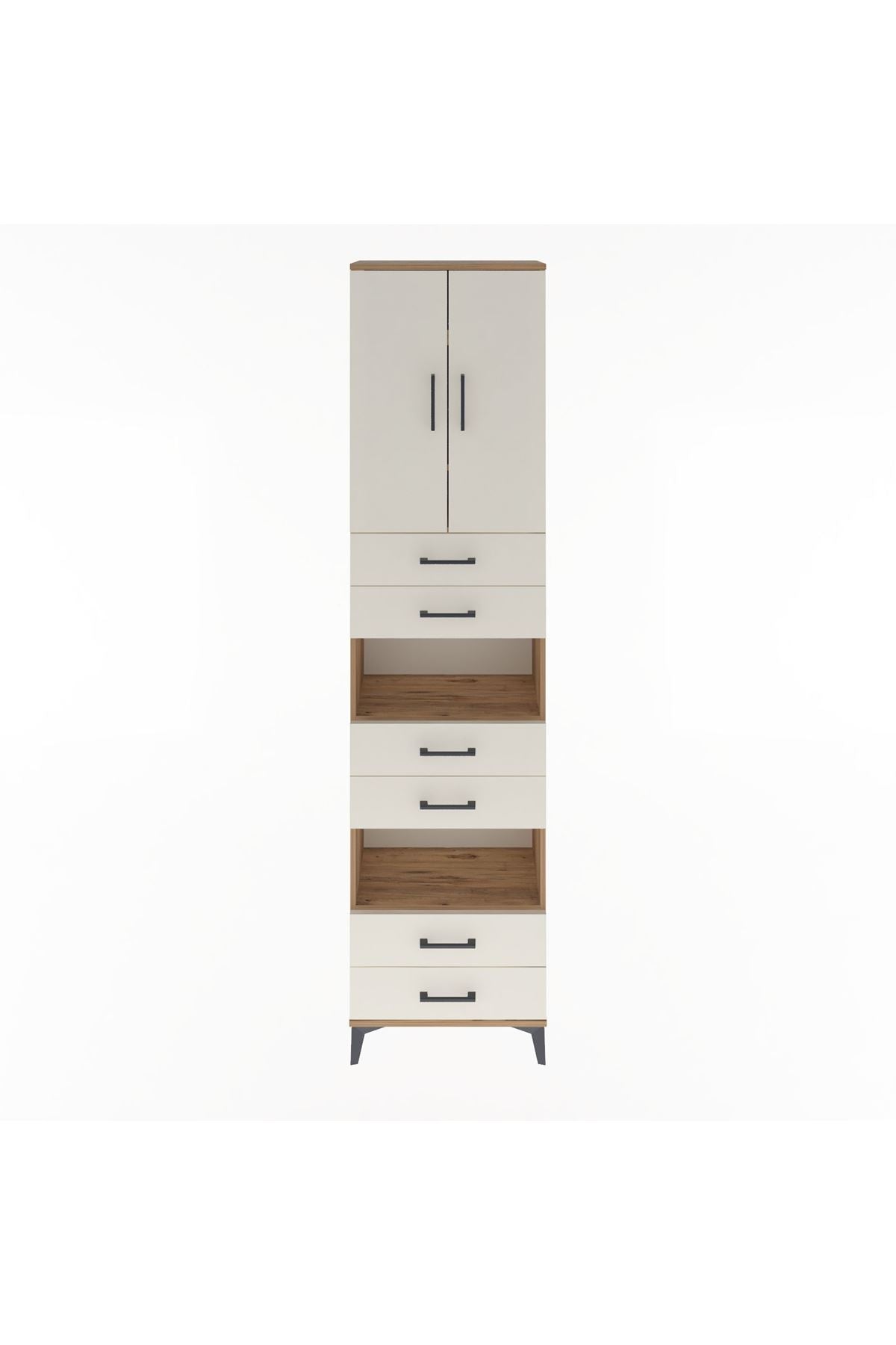 Arges Dolap 5 Raflı 6 Çekmeceli 2 Kapaklı 60x30x243 Çam-Aytaşı