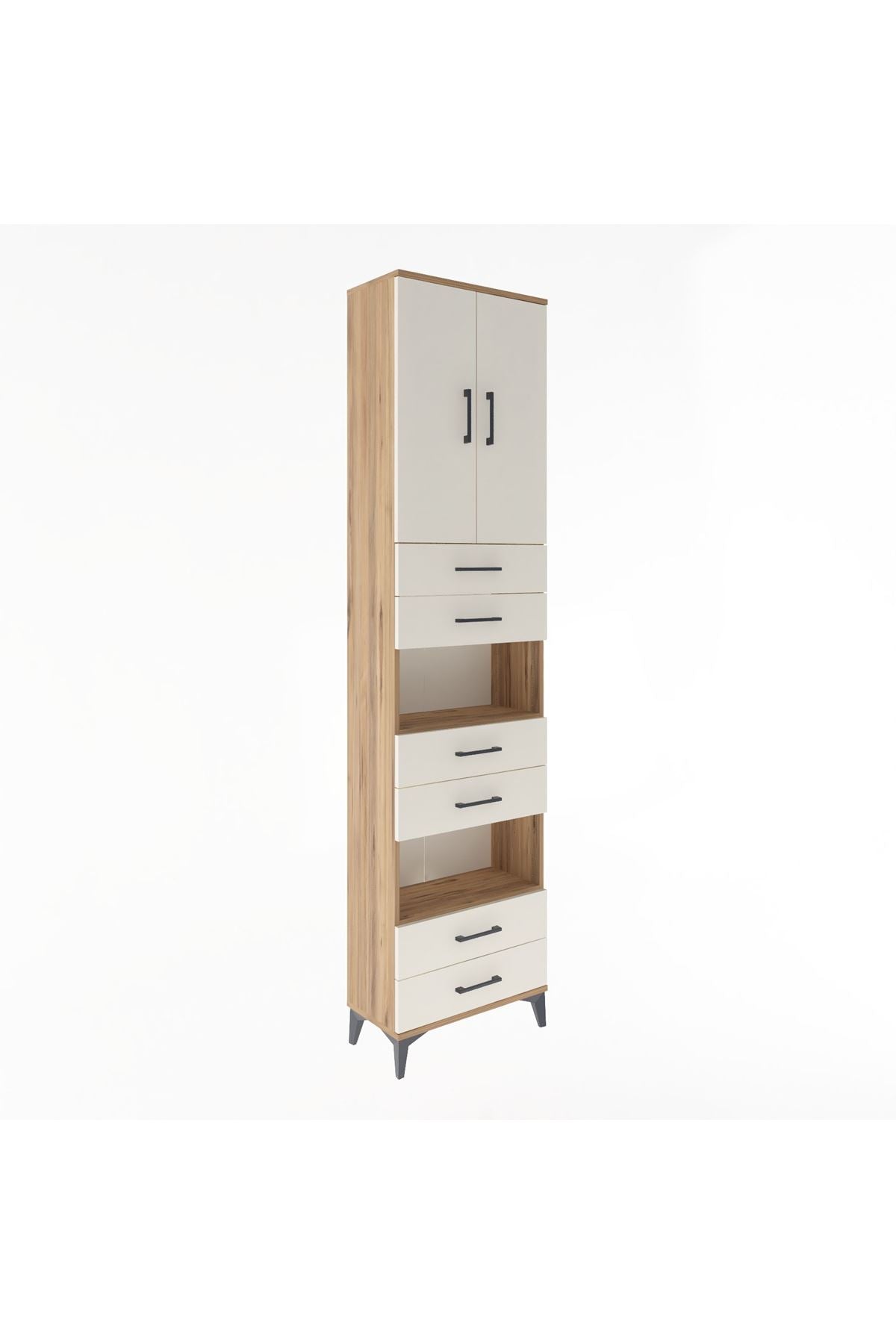 Arges Dolap 5 Raflı 6 Çekmeceli 2 Kapaklı 60x30x243 Çam-Aytaşı