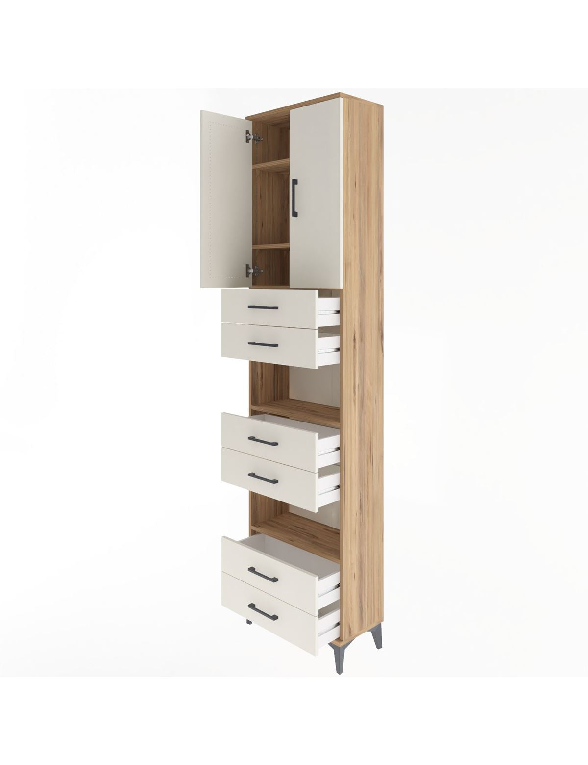 Arges Dolap 5 Raflı 6 Çekmeceli 2 Kapaklı 60x30x243 - S32M098V7A