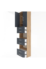 Arges Dolap 5 Raflı 6 Çekmeceli 2 Kapaklı 60x30x243 Çam-Antrasit