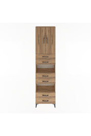 Arges Dolap 5 Raflı 6 Çekmeceli 2 Kapaklı 60x30x243 Çam-Çam