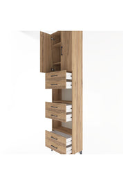 Arges Dolap 5 Raflı 6 Çekmeceli 2 Kapaklı 60x30x243 Çam-Çam