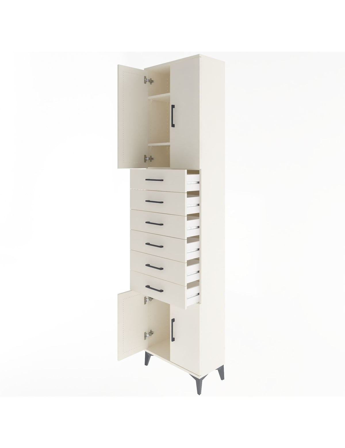 Arges Dolap 3 Raflı 6 Çekmeceli 4 Kapaklı 60x30x243 - S32M099V1A