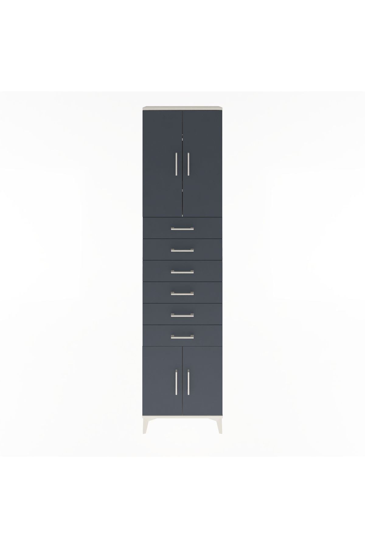 Arges Dolap 3 Raflı 6 Çekmeceli 4 Kapaklı 60x30x243 Aytaşı-Antrasit