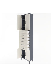 Arges Dolap 3 Raflı 6 Çekmeceli 4 Kapaklı 60x30x243 Antrasit-Aytaşı