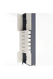 Arges Dolap 3 Raflı 6 Çekmeceli 4 Kapaklı 60x30x243 Antrasit-Aytaşı