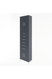 Arges Dolap 3 Raflı 6 Çekmeceli 4 Kapaklı 60x30x243 Antrasit-Antrasit