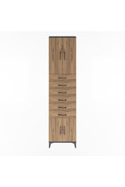 Arges Dolap 3 Raflı 6 Çekmeceli 4 Kapaklı 60x30x243 Antrasit-Çam