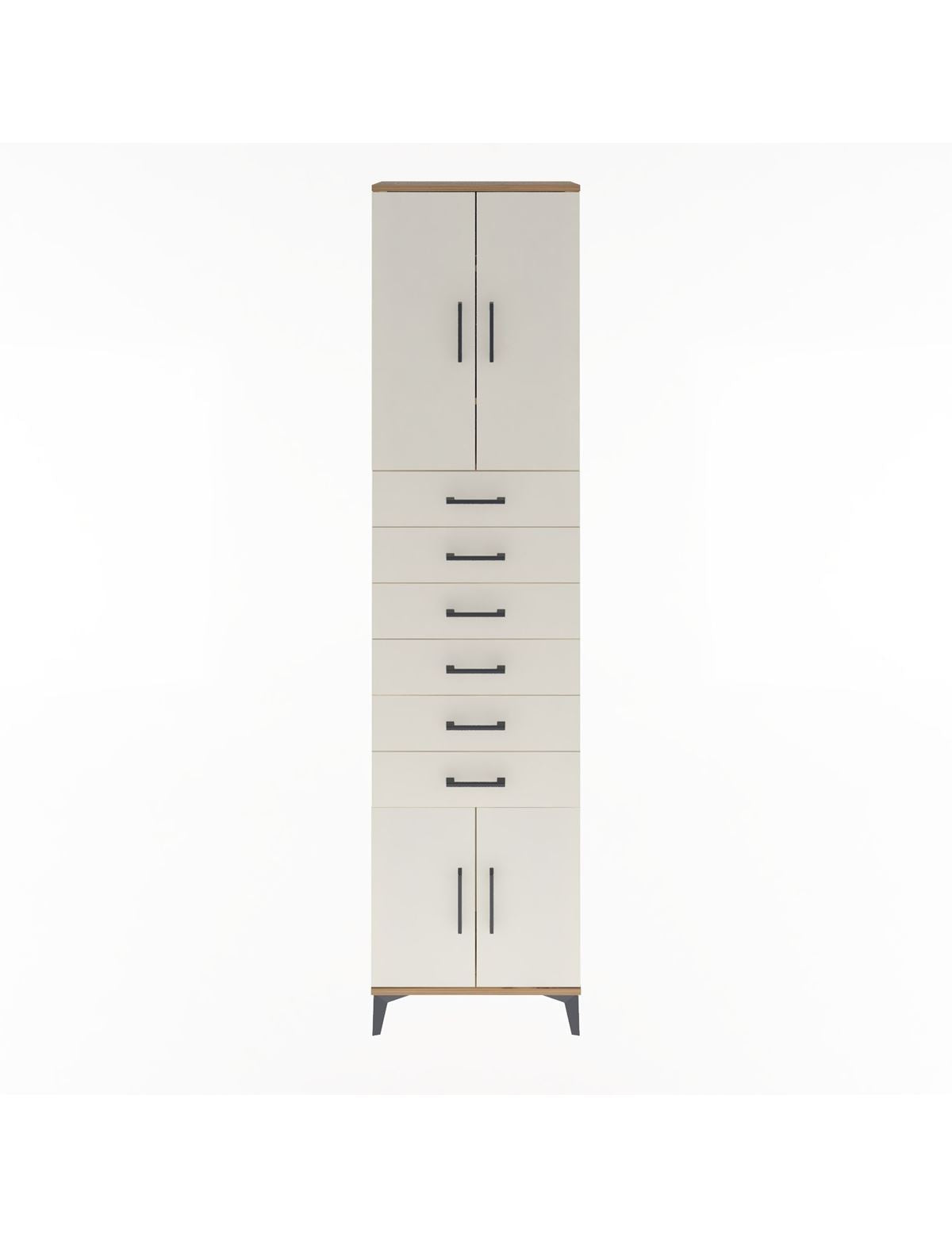 Arges Dolap 3 Raflı 6 Çekmeceli 4 Kapaklı 60x30x243 Çam-Aytaşı