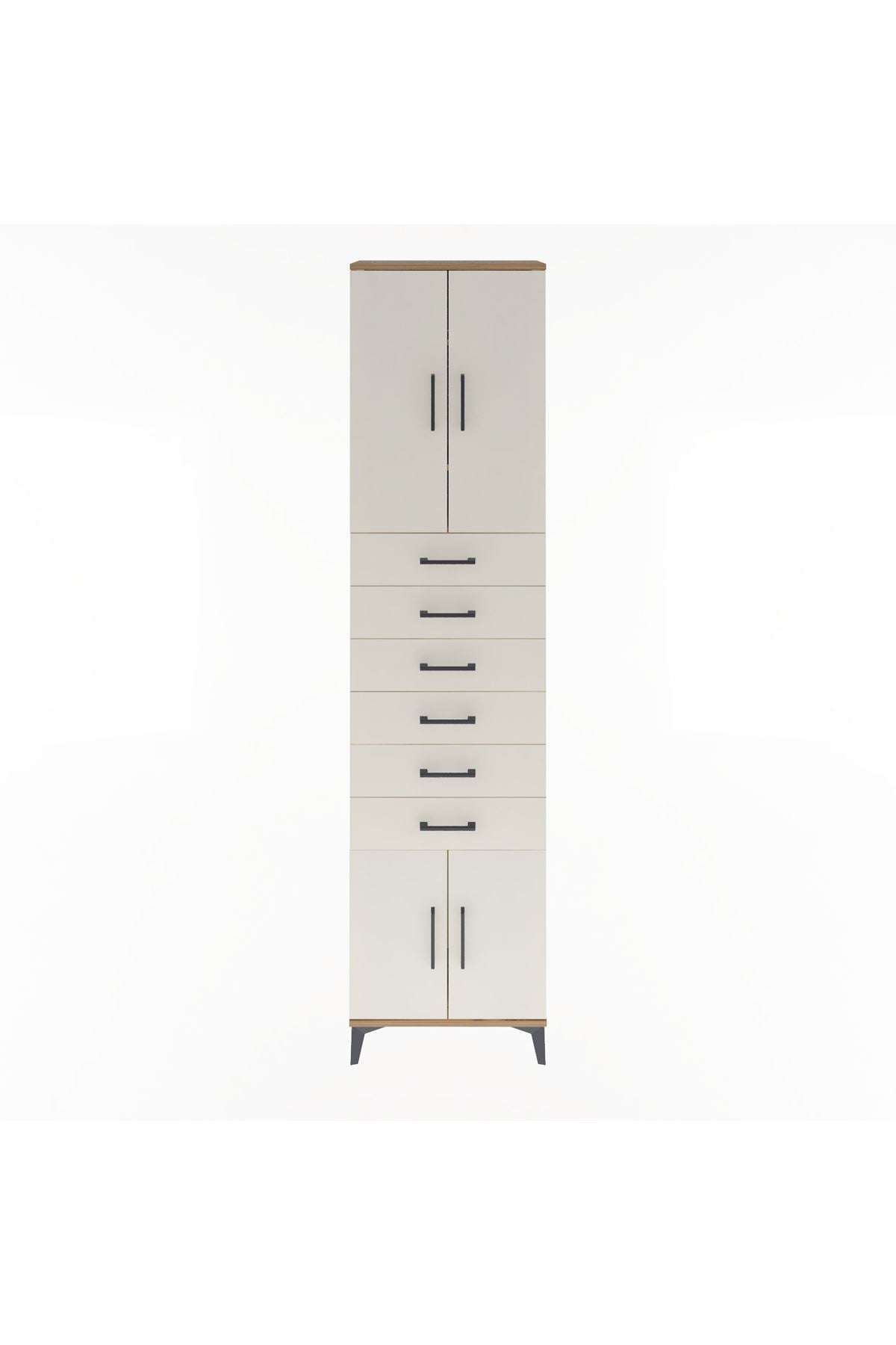 Arges Dolap 3 Raflı 6 Çekmeceli 4 Kapaklı 60x30x243 Çam-Aytaşı