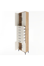 Arges Dolap 3 Raflı 6 Çekmeceli 4 Kapaklı 60x30x243 Çam-Aytaşı