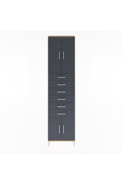 Arges Dolap 3 Raflı 6 Çekmeceli 4 Kapaklı 60x30x243 Çam-Antrasit