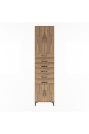 Arges Dolap 3 Raflı 6 Çekmeceli 4 Kapaklı 60x30x243 Çam-Çam