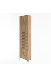 Arges Dolap 3 Raflı 6 Çekmeceli 4 Kapaklı 60x30x243 Çam-Çam